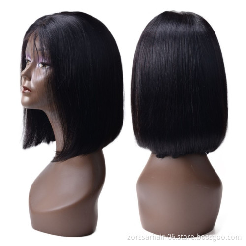Cheap human frontal wigs straight remy hair wig natural hair peruvian short bob wigs lace front virgin human hair